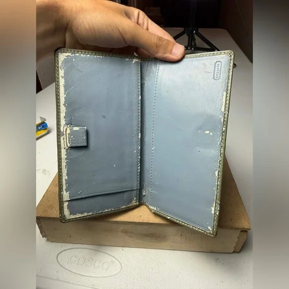 Vintage Coach Checkbook Leather Wallet Cosmetic Wristlet Various damaged - Picture 9 of 11